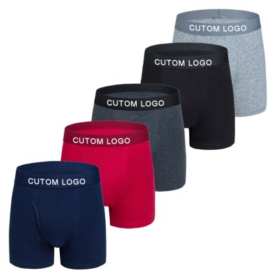 Custom logo cotton polyester men’s boxers (1)